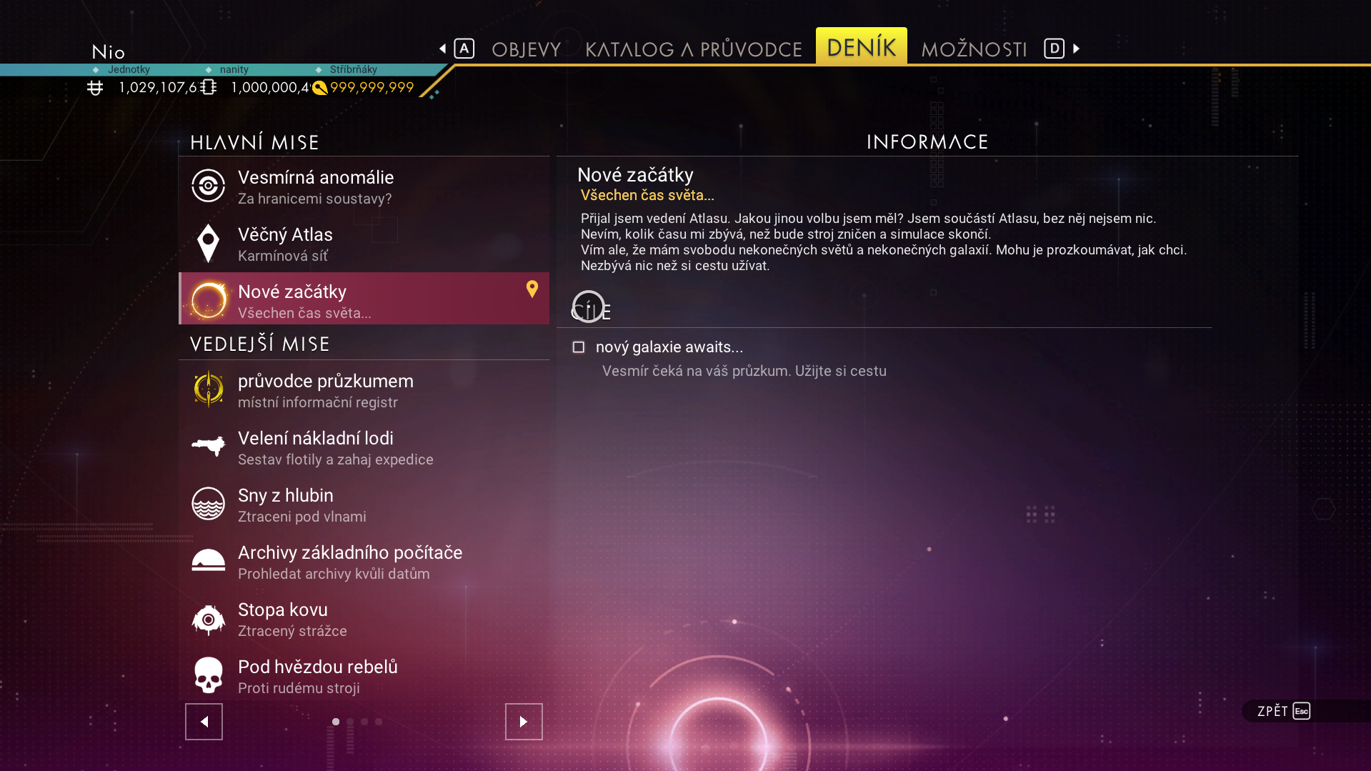 No Man's Sky v češtině – deník misí
