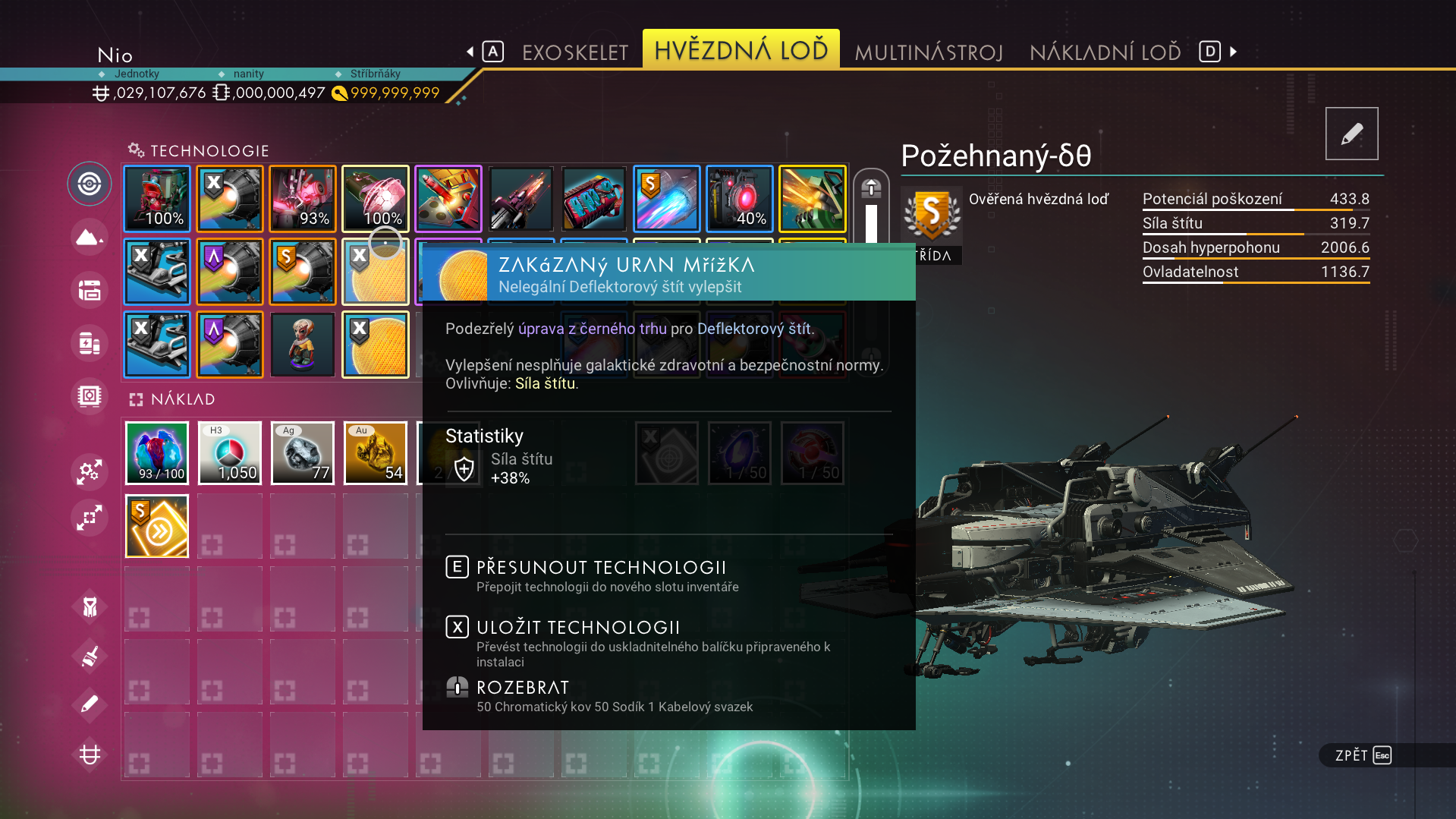 No Man's Sky v češtině – technologie hvězdné lodi