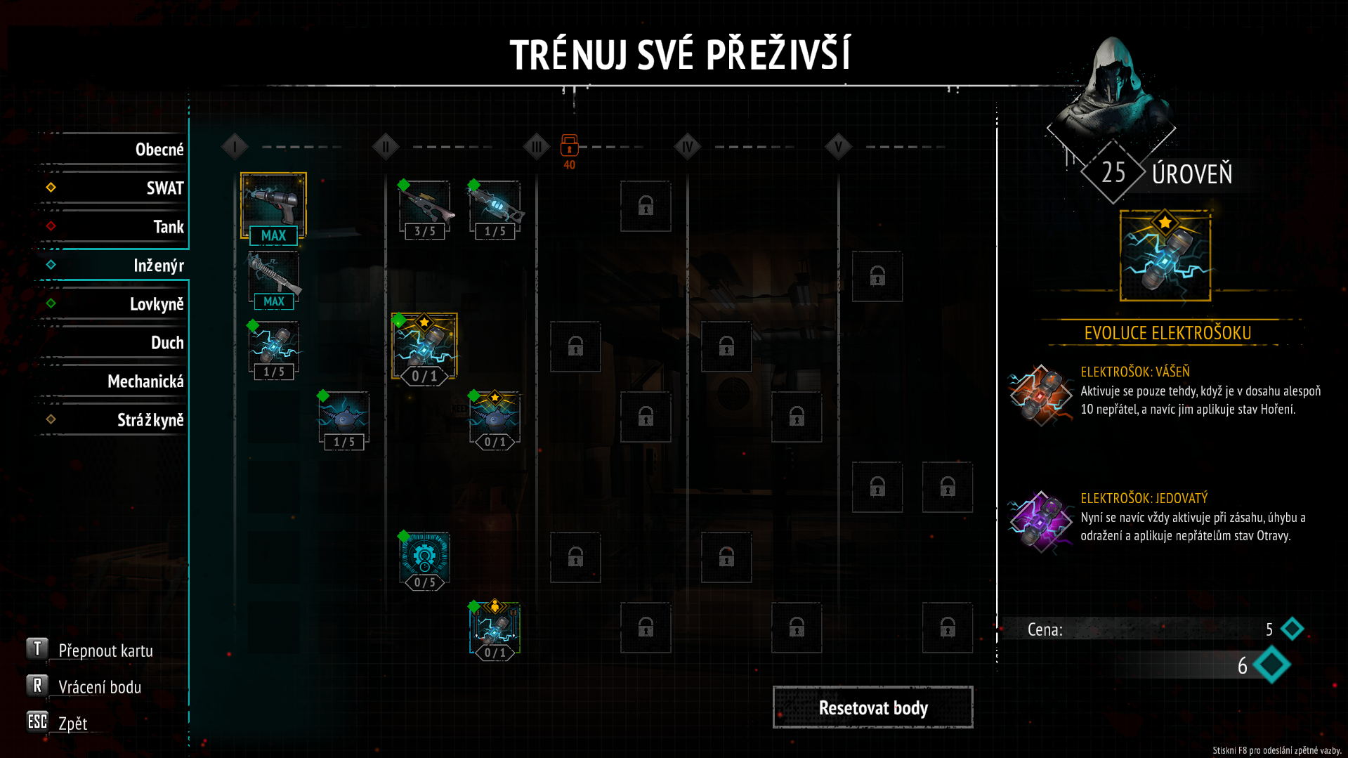 Yet Another Zombie Survivors v češtině – strom schopností specialistů